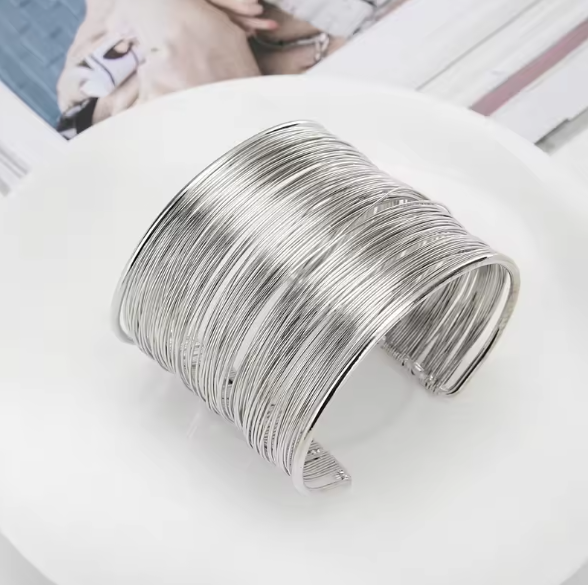 Rosa® | Retro Open Cuff String Silver Bracelet