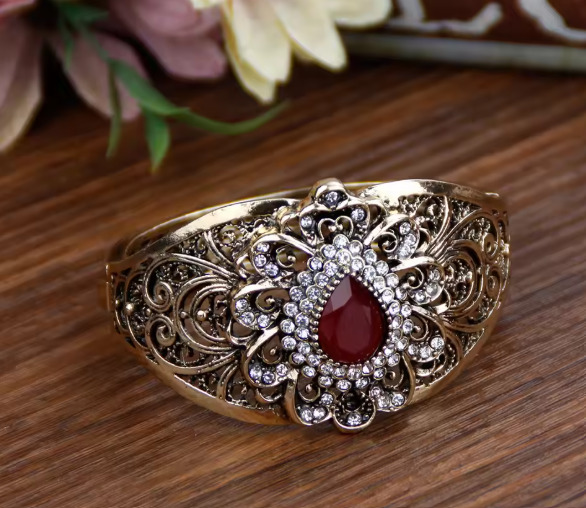Katia® | Vintage Bohemia Red Stone Bangle Bracelet