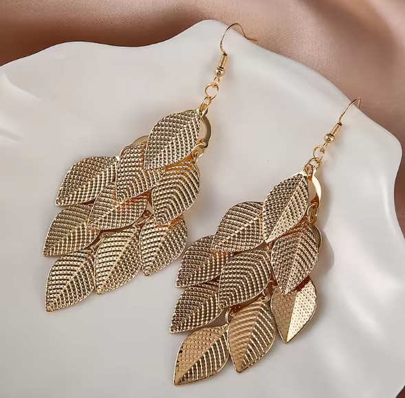 Kira® | Vintage Leaf Dangle Gold Earrings