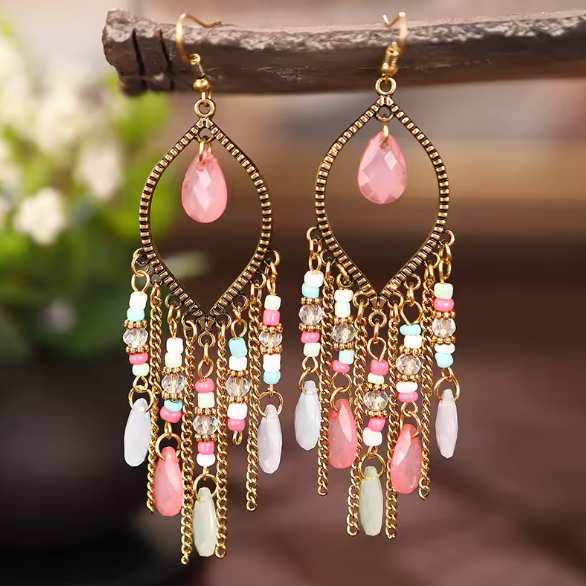 Margot® | Crystal Chain Handmade Beads Tassel Earrings