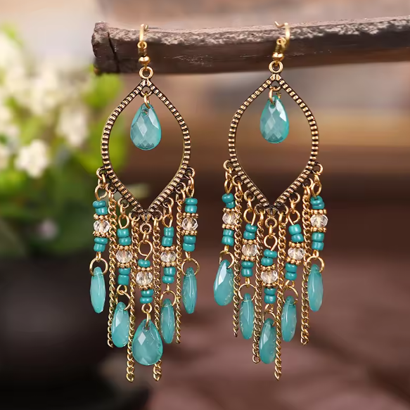 Úrsula® | Vintage Chain Beads Tassel Earrings