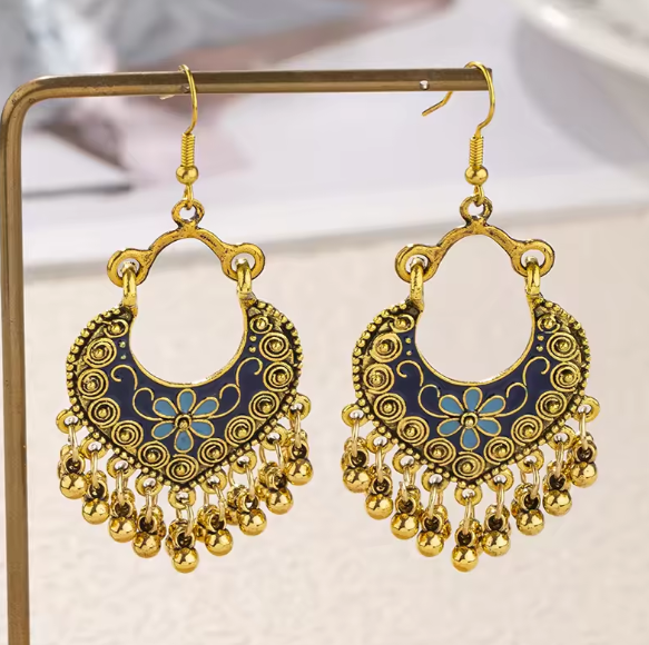 Soraya® | Boho Ethnic Carved Flower Dangle Earrings