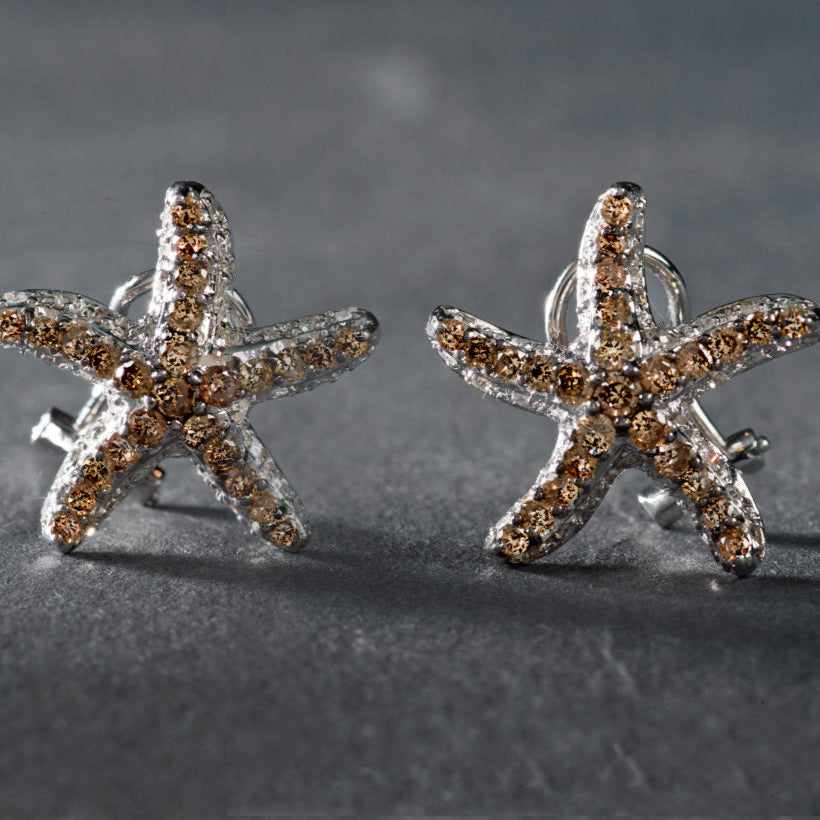 Cristal® | Vintage Bright Starfish Silver Earrings