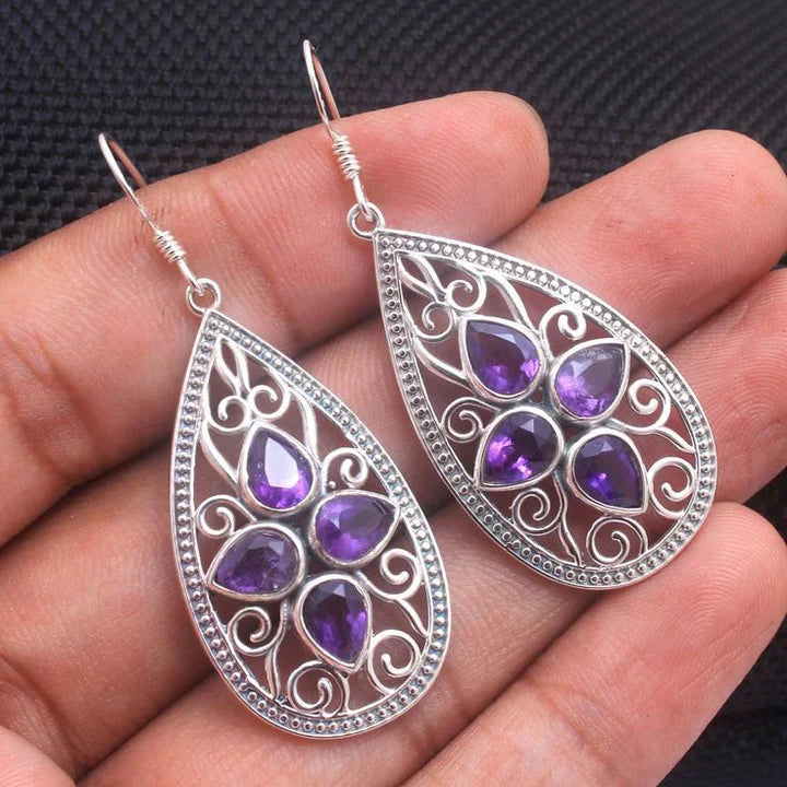 Jade® | Vintage Purple Drop Glass Mandala Earrings