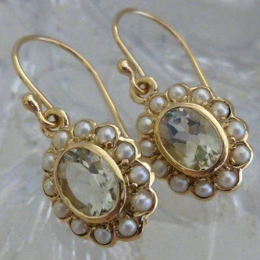 Ida® | Vintage Pearl & Green Glass Earrings