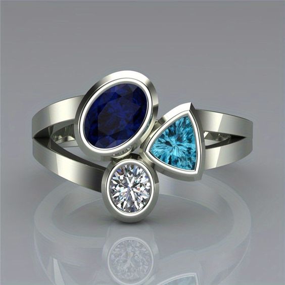 Stella® | Vintage Blue Crystals Silver Ring