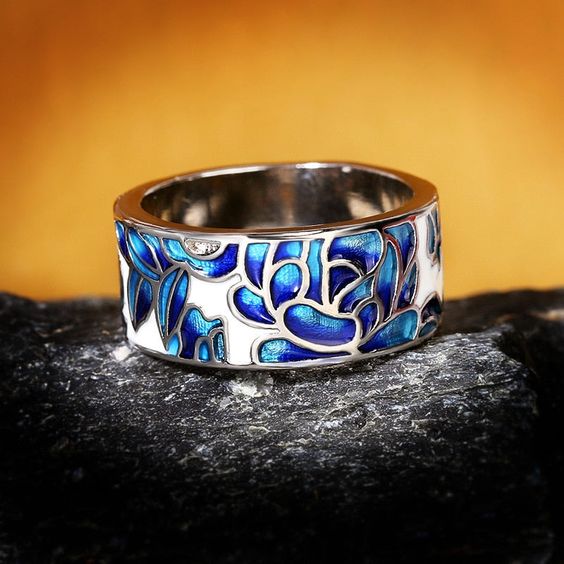 Salomé® | Vintage Enamel Blue Silver Ring
