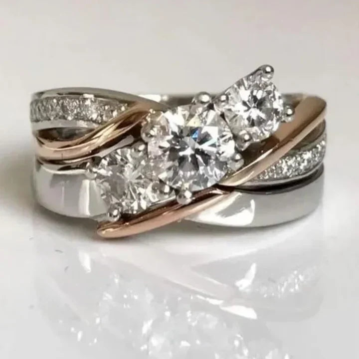 Marcela® | Vintage Gold & Silver Zirconia Ring