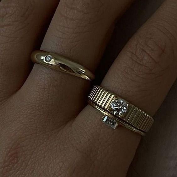 Reina® | Vintage Gold Plated Zirconia Ring Set