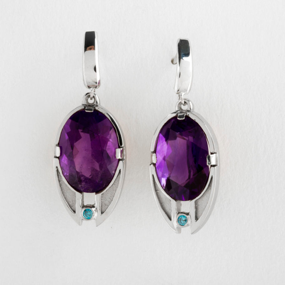 Safiro® | Vintage Purple Rounded Silver Earrings