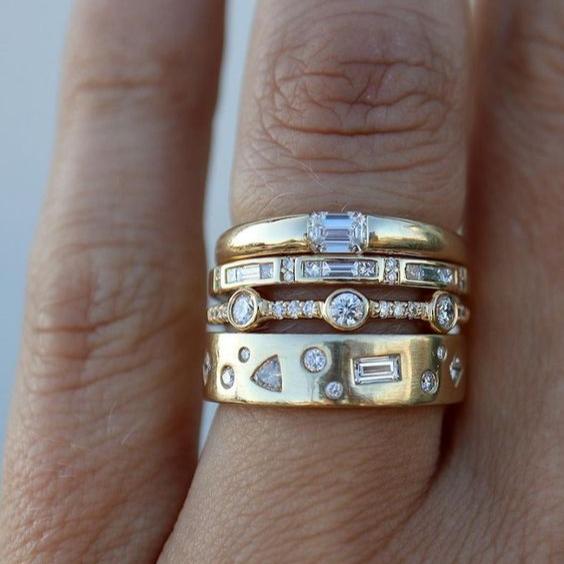 Paloma® | Vintage Gold Inlaid Glass Ring Set