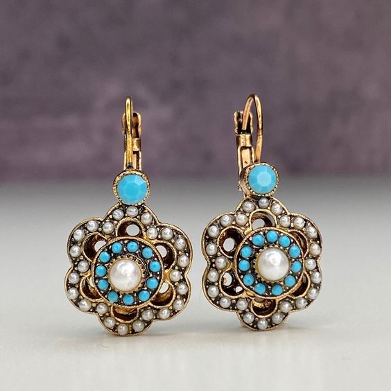 Pia® | Vintage Blue Mandala Stone Earrings