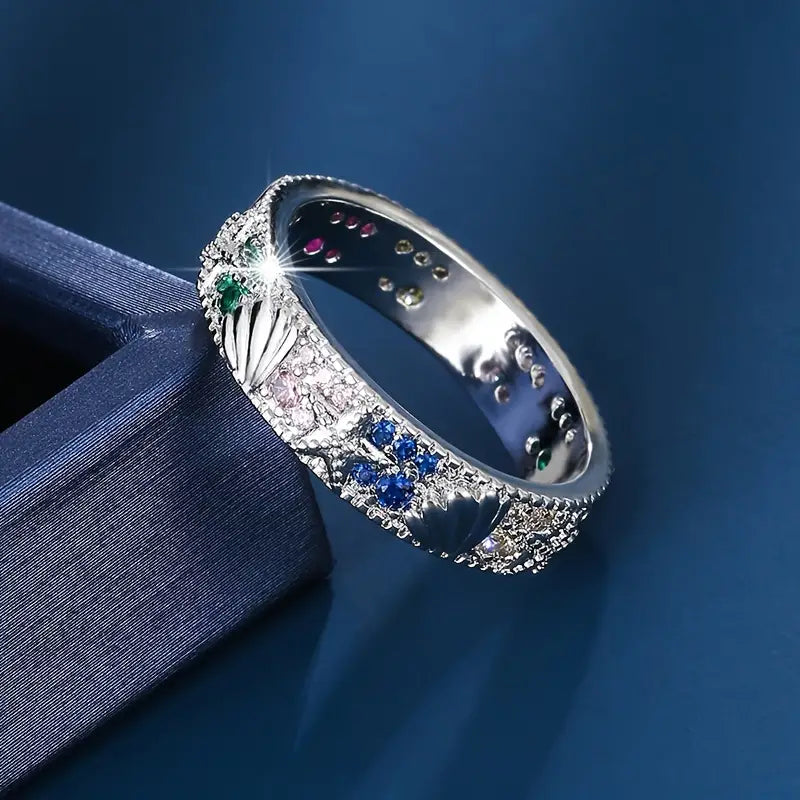 Odalis® | Vintage Silver Blue Zirconia Ocean Ring