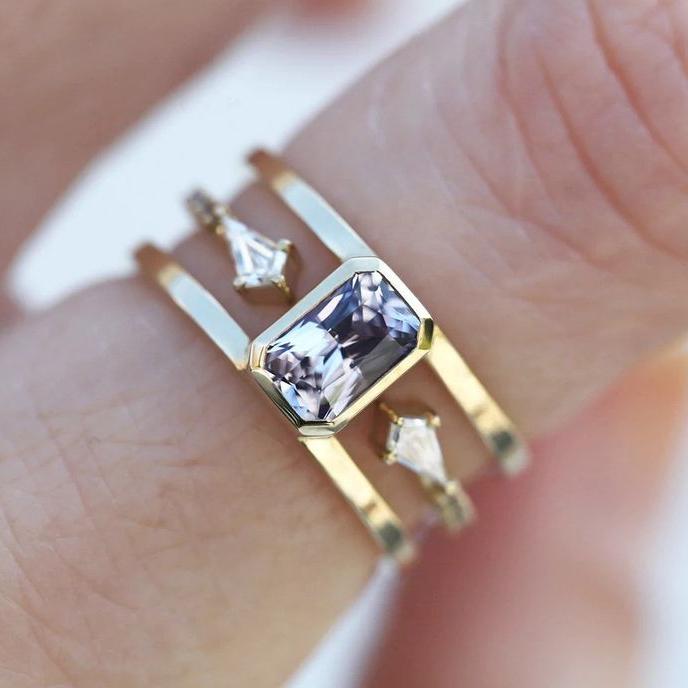 Genoveva® | Vintage Violet Zirconia Layer Gold Ring