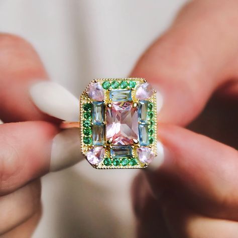 Frida® | Vintage Green & Pink Zirconia Ring