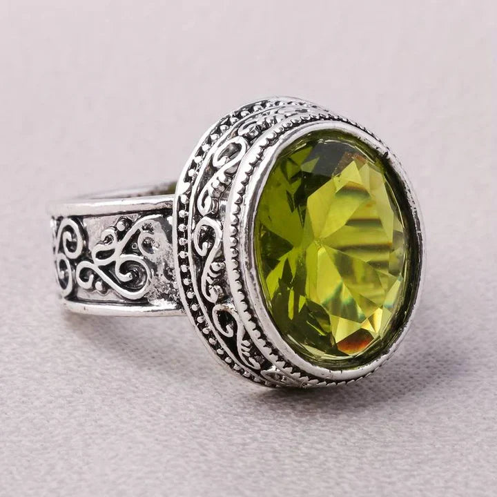 Wilhelmina® | Vintage Crystal Olive Ring