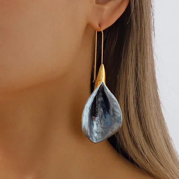 Maris® | Vintage Blue & Gold Lotus Earrings