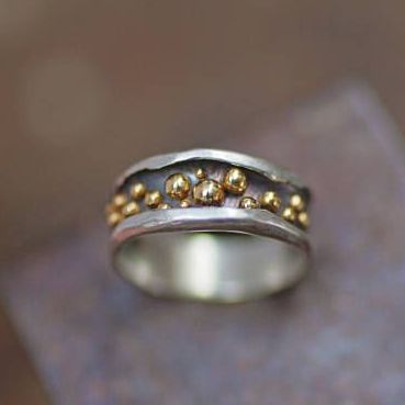María José® | Vintage Gold Beads Silver Ring