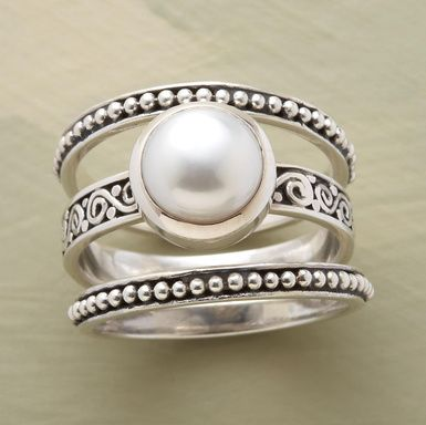 Fleur® | Vintage Layered Silver Pearl Ring