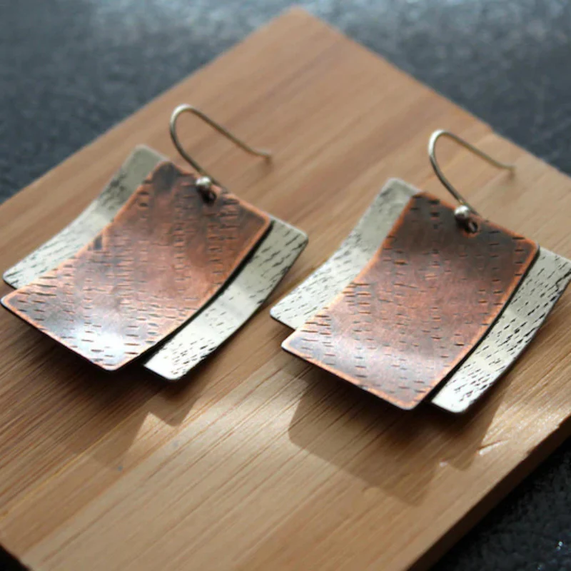 Rubí® | Vintage Bronze Square Earrings