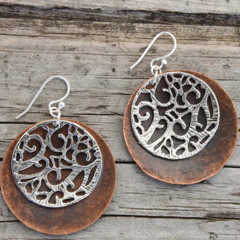 Perla® | vintage Bronze Rounded Hollow Silver Earrings
