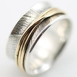 Carmen® | Vintage Thin Gold Line Silver Ring