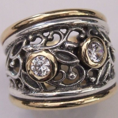 Kalliope® | Vintage Hollow Zirconia Silver & Gold Ring