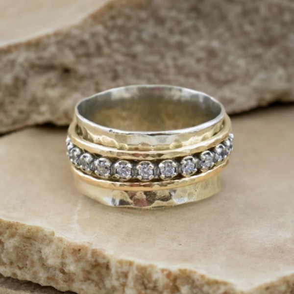 Paloma® | Vintage Spinner Zirconia Gold & Silver Ring