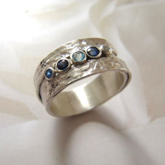 Gabriela® | Vintage Silver Inlaid Blue Stones Ring