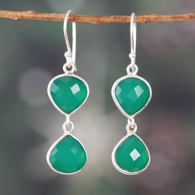 Eugenia® | Vintage Dangling Green Glass Earrings