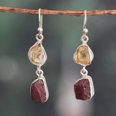 Edith® | Vintage Dangling Glass & Stone Earrings