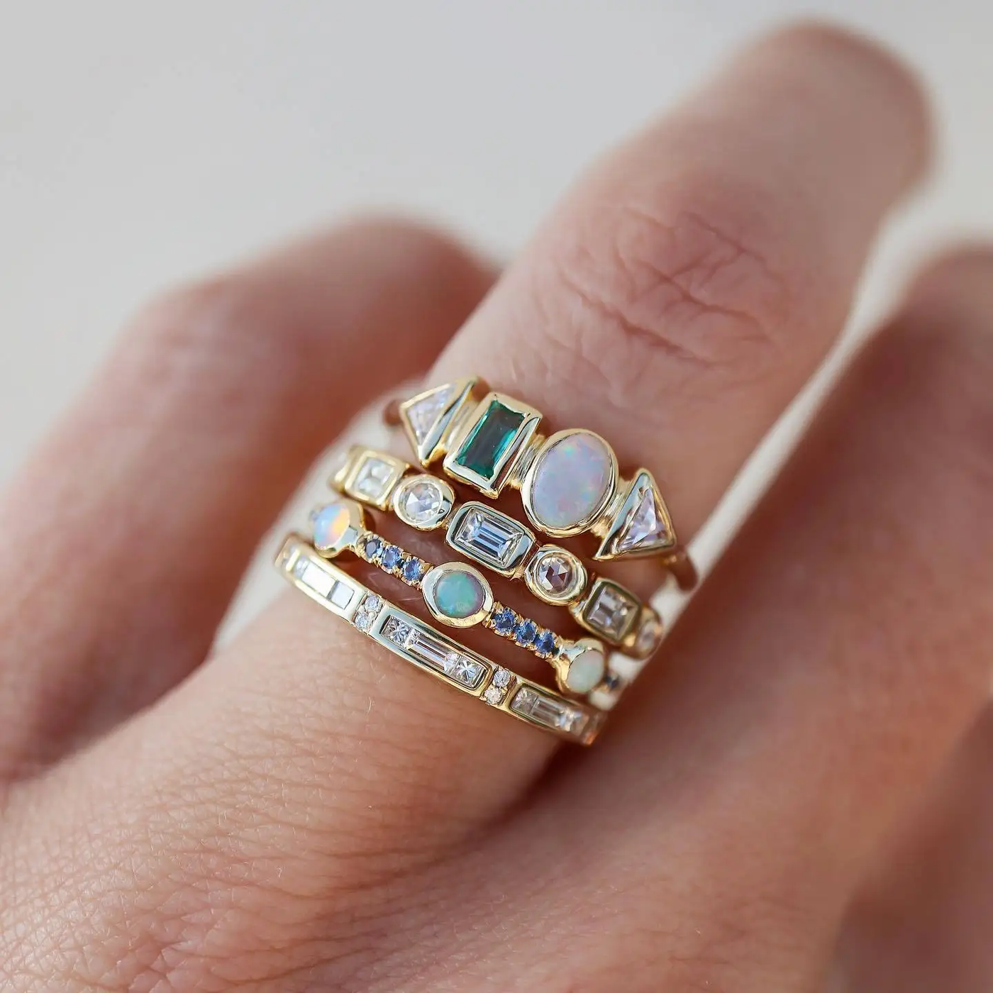 Rosamund® | Vintage Opal & Zirconia Ring Set