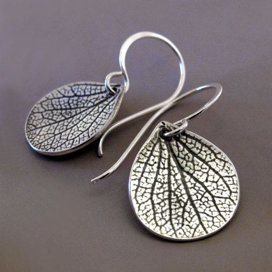 Caridad® | Vintage Textured Silver Leaf Earrings