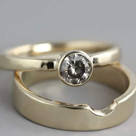 Paula® | Vintage Gold Inlaid Zirconia Ring Set