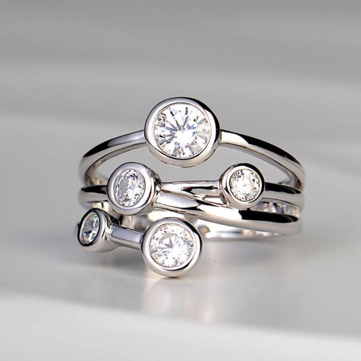 Giselle® | Vintage Layered Silver Zirconia Ring
