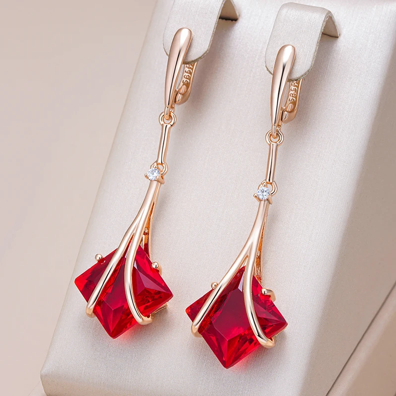 Cala® | Dangling Earrings with Red Cubic Crystal Elegant