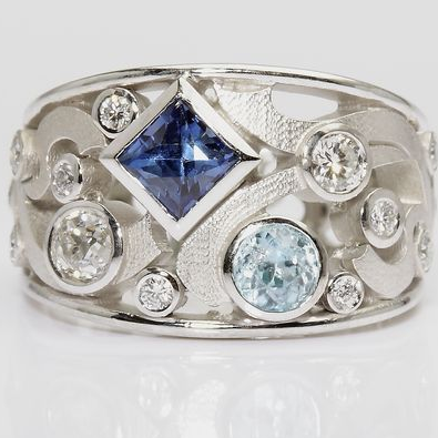 Riona® | Vintage Inlaid Cosmic Crystal Silver Ring