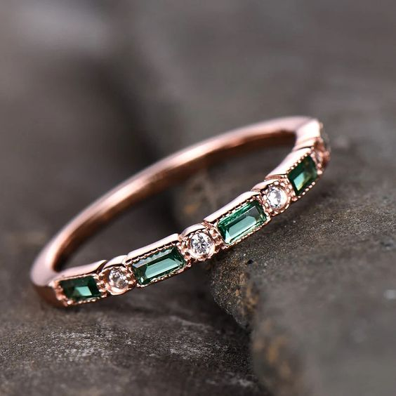 Zinnia® | Vintage Inlaid Green Zirconia Rose Ring