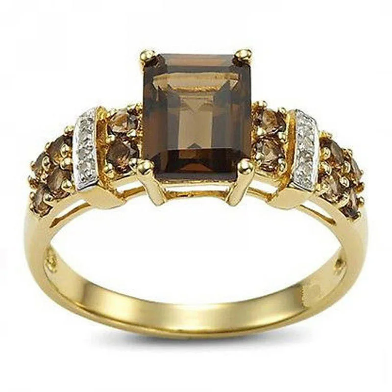 Safiro® | Vintage Brown Crystal and Gold Ring