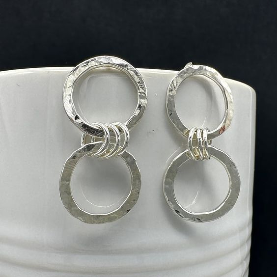 Theia® | Vintage Hollow Circles Silver Earrings