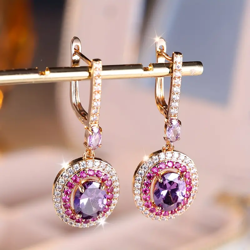 Saoirse® | Vintage Pink Crystal Dangling Earrings