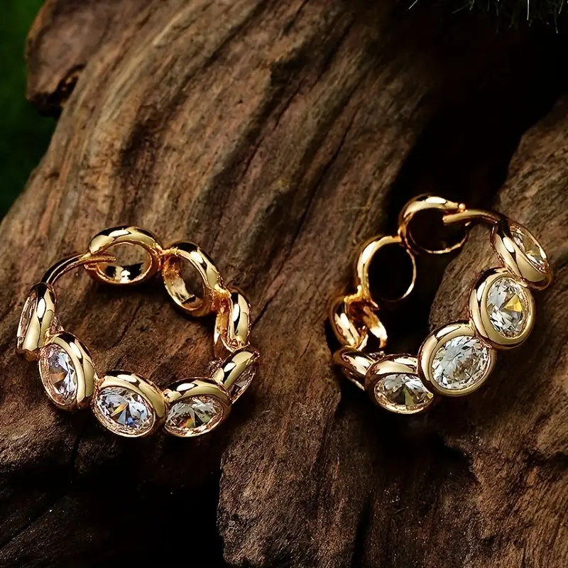Hazel® | Vintage Inlaid Rounded Glass Hoop Earrings