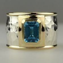 Denisse® | Vintage Silver & Gold Blue Crystal Ring