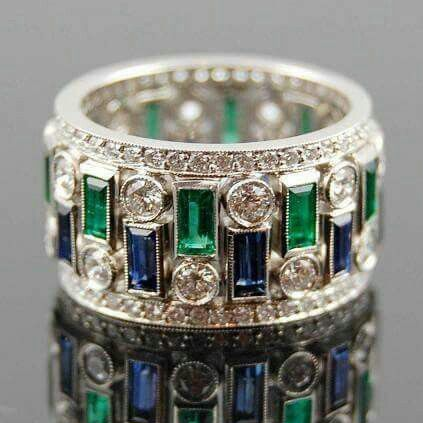 Fátima® | Vintage Green & Blue Crystal Ring