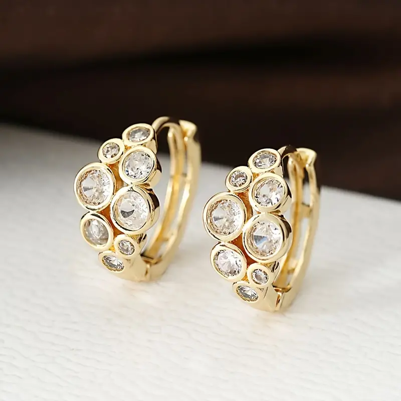 Meadow® | Vintage Inlaid Zirconia Gold Earrings
