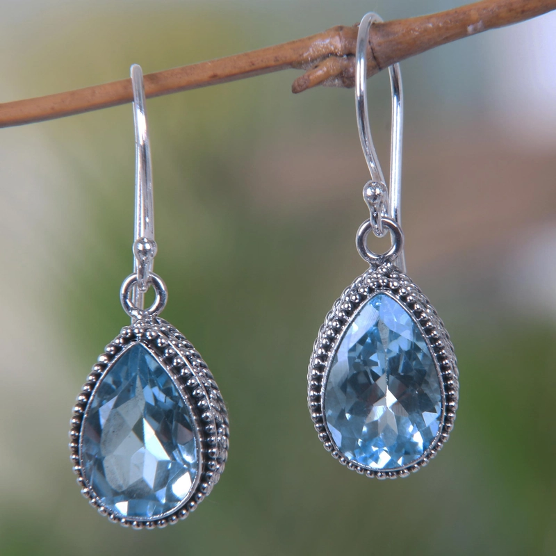 Zoe® | Vintage Blue Glass Drop Earrings