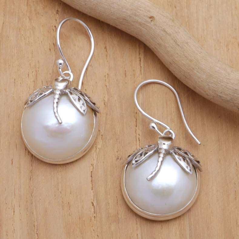 Magdalena® | Vintage Dragonfly Pearl Earrings