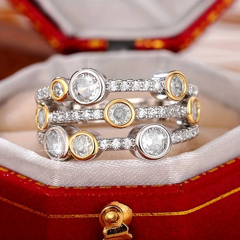 Xanthe® | Vintage Bright Inlaid Zirconia Golden Ring