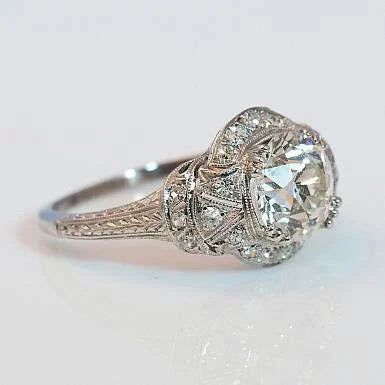 Malena® | Vintage Silver White Crystal Ring