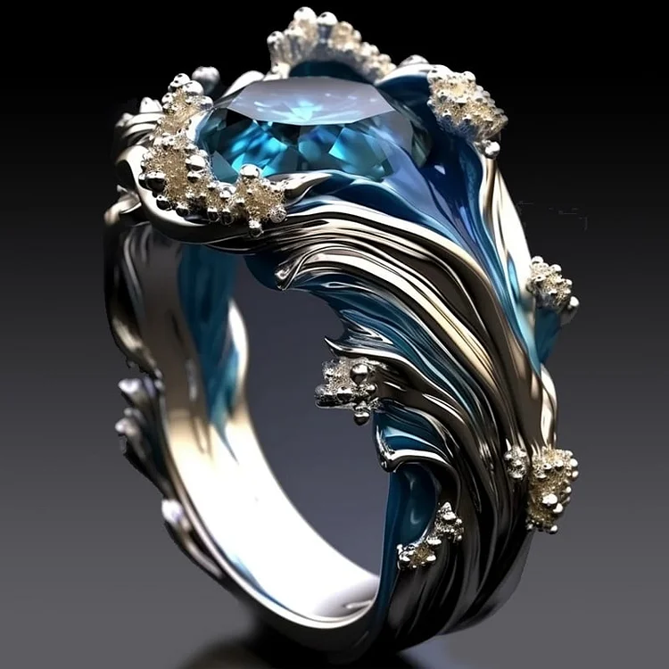 Pia® | Vintage Ocean Wavy Crystal Ring
